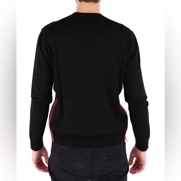 DSQUARED2. The Side Zip Wool Black Crewneck Pullover Zipper Side bands Size L - Picture 2 of 16